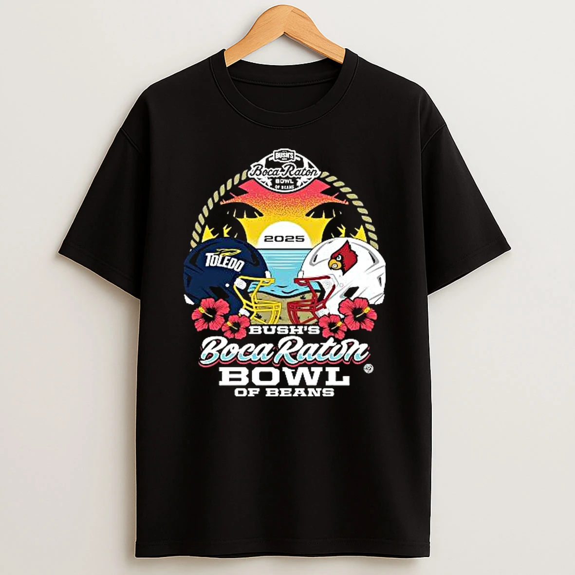 Toledo Rocket Vs Louisville Cardinals 2025 Boca Raton Bowl Of Beans Helmet T Shirt