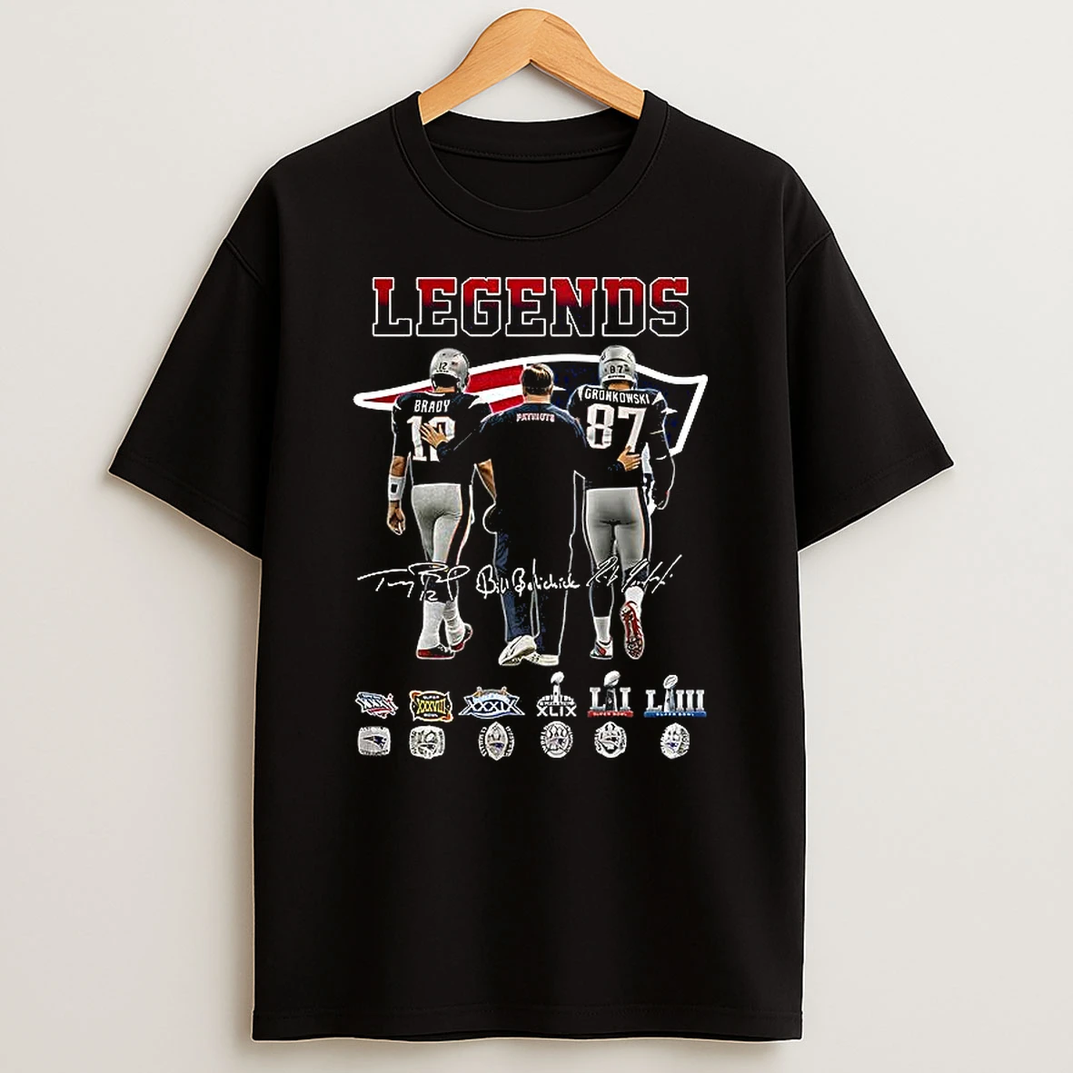 Tom Brady Bill Belichick And Rob Gronkowski New England Patriots Signature T Shirt