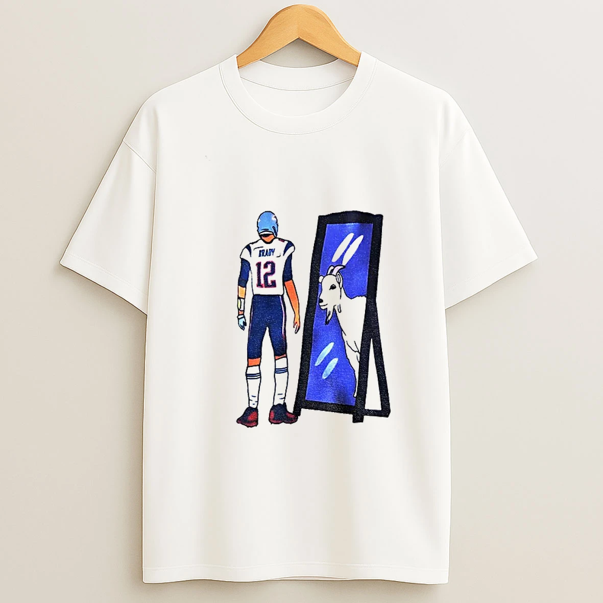 Tom Brady New England Patriots Goat Mirror Football T Shirt