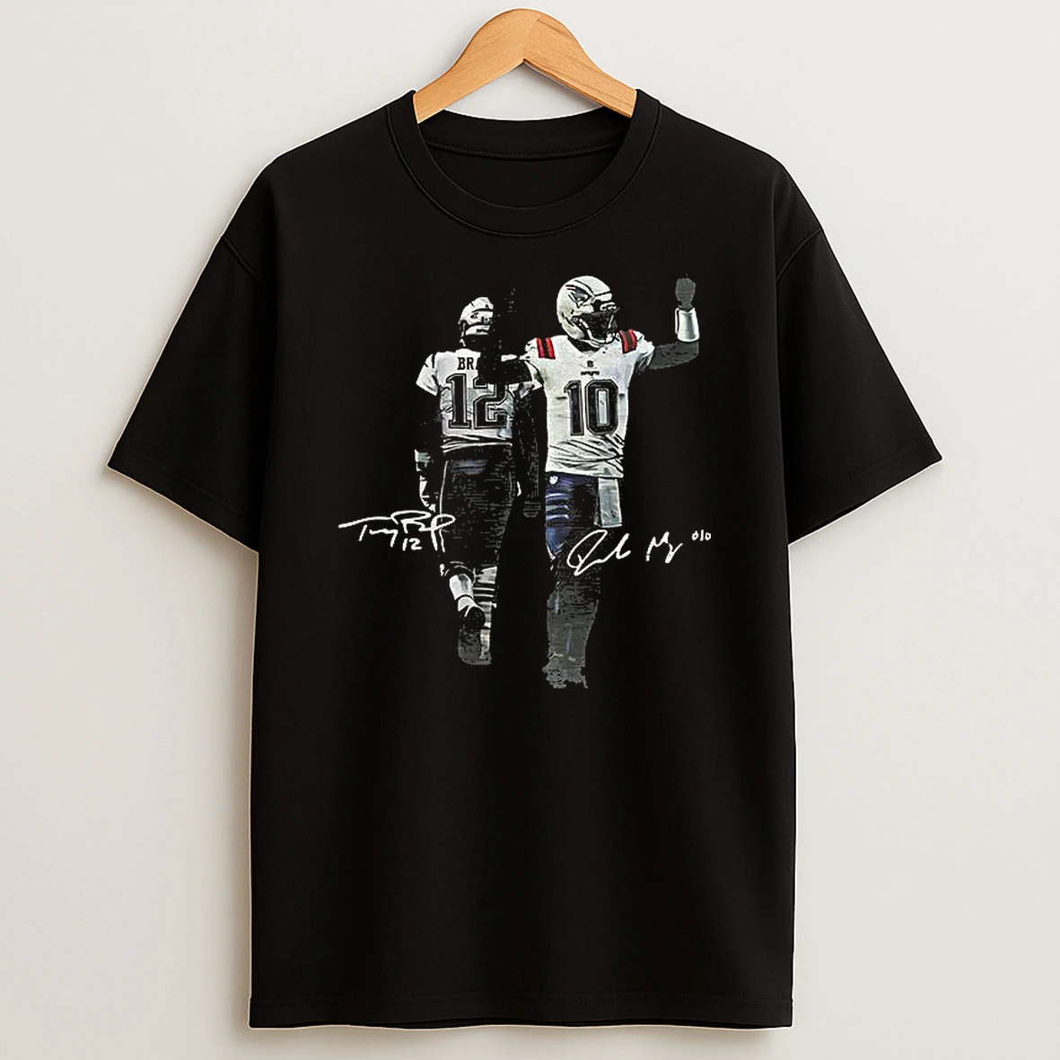 Tom Brady And Drake Maye New England Patriots Signature T Shirt