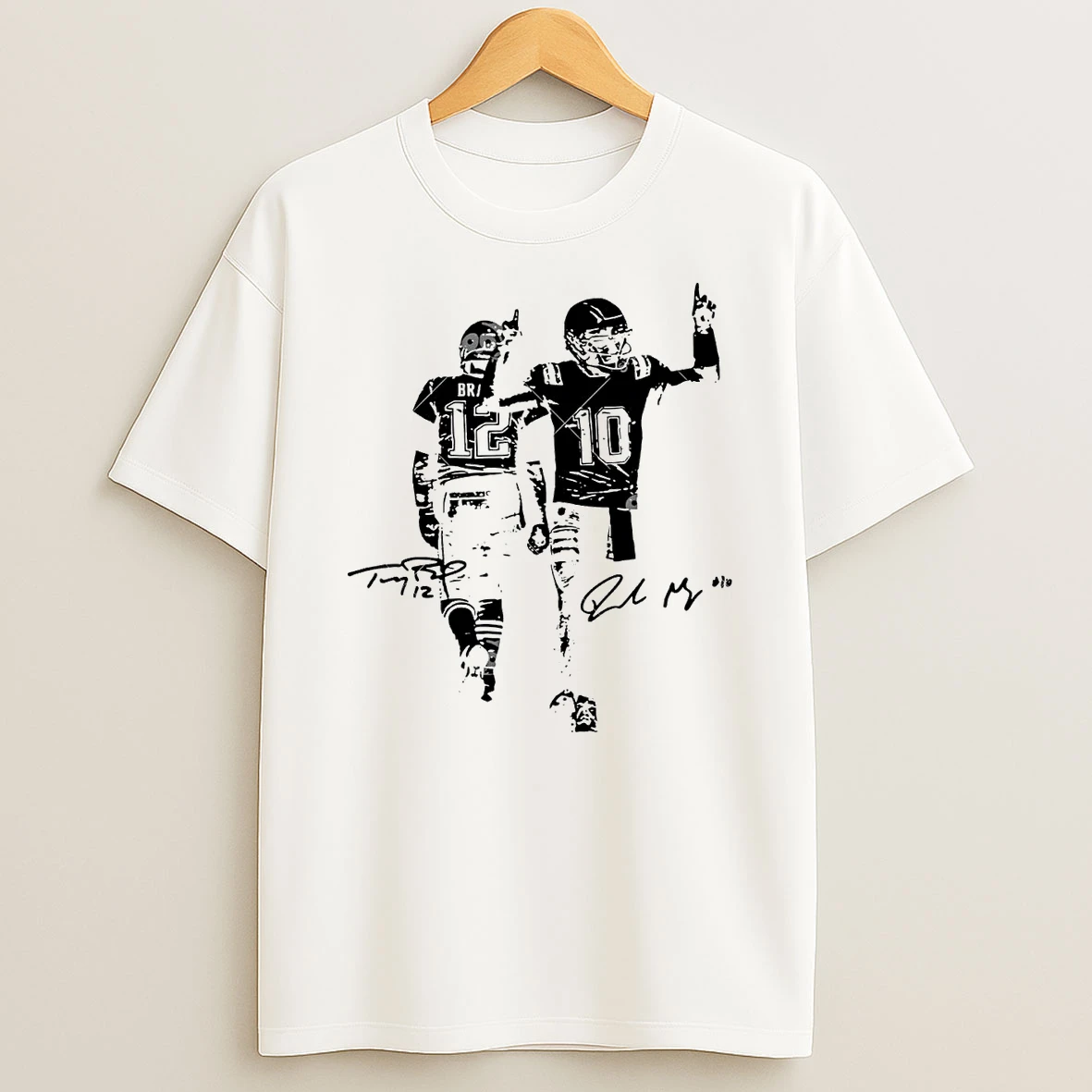 Tom Brady And Drake Maye Passing Torch Ne Patriots T Shirt