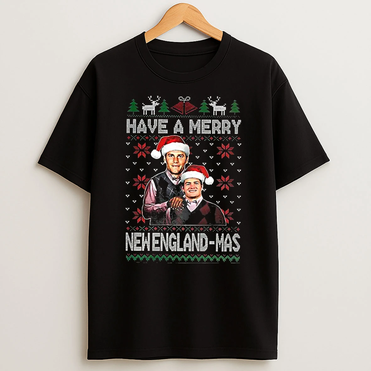 Tom Brady And Drake Maye Step Brother Have A Merry New England Mas Ugly Christmas T Shirt