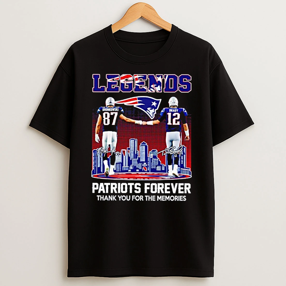 Tom Brady X Rob Gronkowski Legends New England Patriots Thank You For The Memories Signatures T Shirt