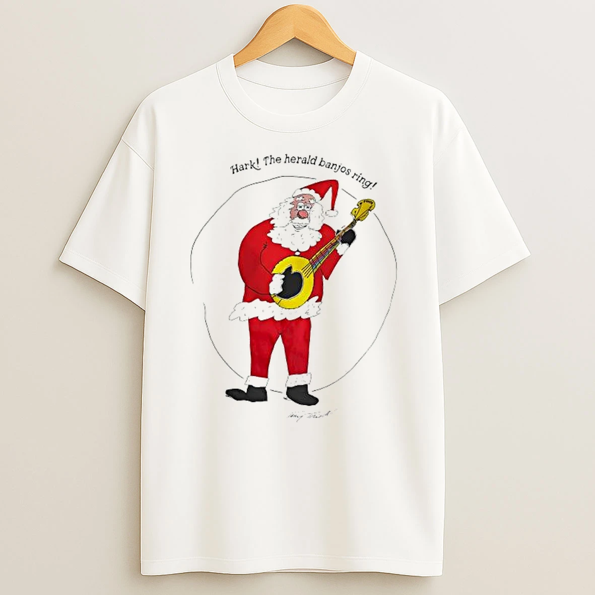 Tony Trischka Hark The Herald Banjos Ring Santa T Shirt