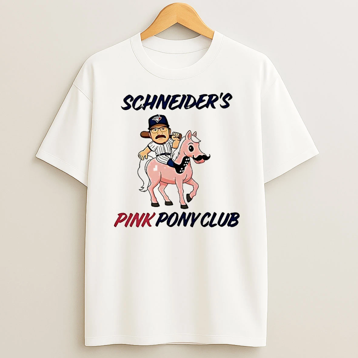 Toronto Blue Jays Basketball Davis Schneider Pink Pony Club Pink Horse Mustache T Shirt