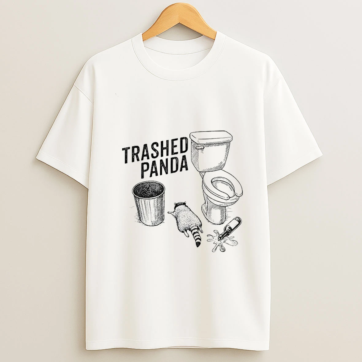 Trashed Panda Funny Drunk Racoon T Shirt