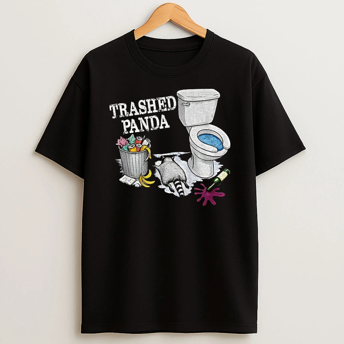 Trashed Panda Funny Drunk Raccoon Party Animal Joke Graphic T Shirt