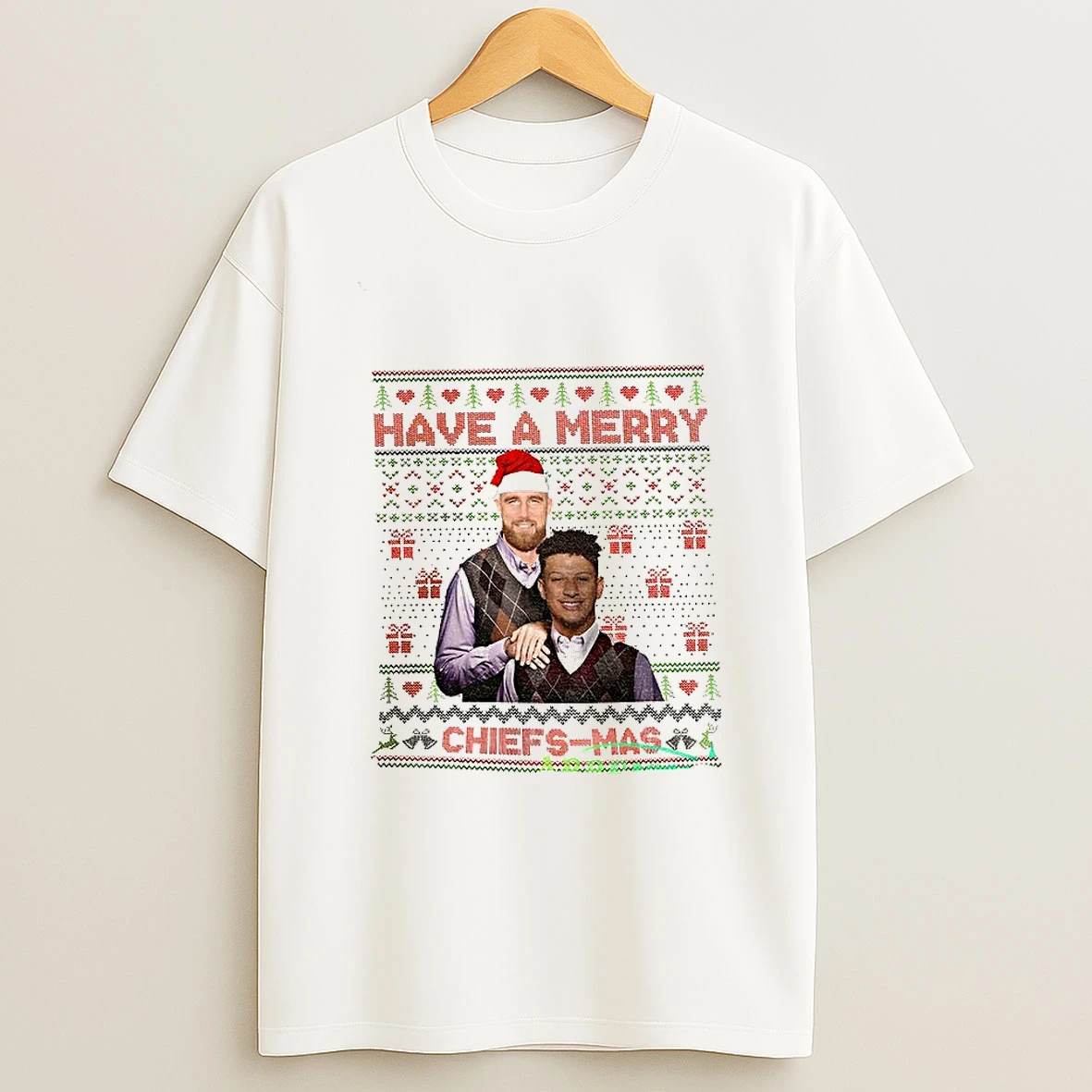 Travis Kelce And Patrick Mahomes Kansas City Chiefs Stepbrothers Have A Merry Chiefs Mas Christmas T Shirt