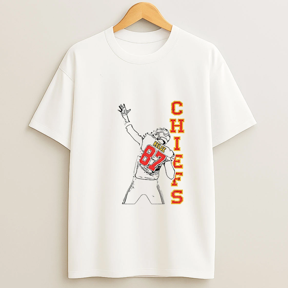 Travis Kelce Sketch 87 Kansas City Chiefs Nfl Football 2025 T Shirt