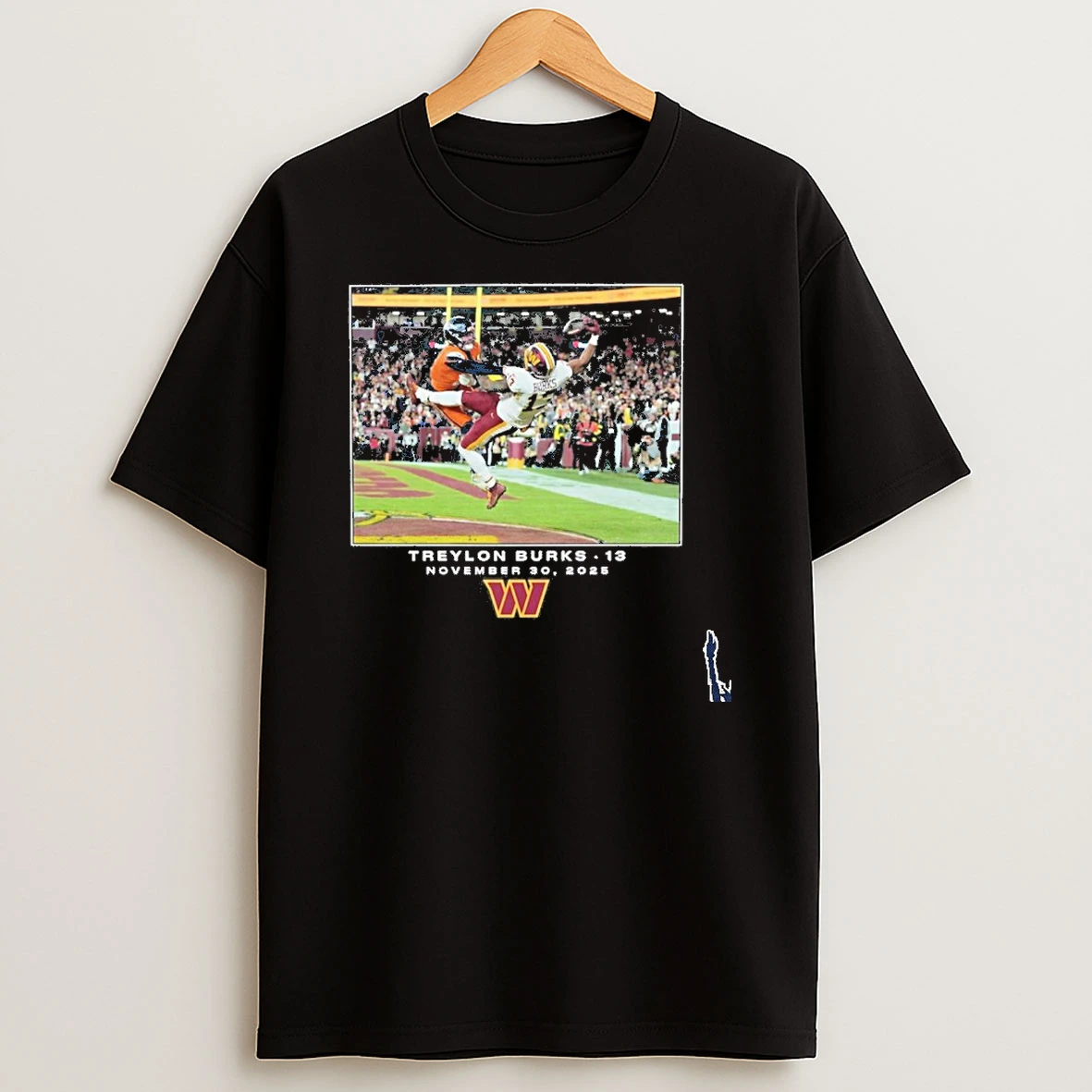 Treylon Burks Black Washington Commanders Nfl 30 2025 Logo T Shirt