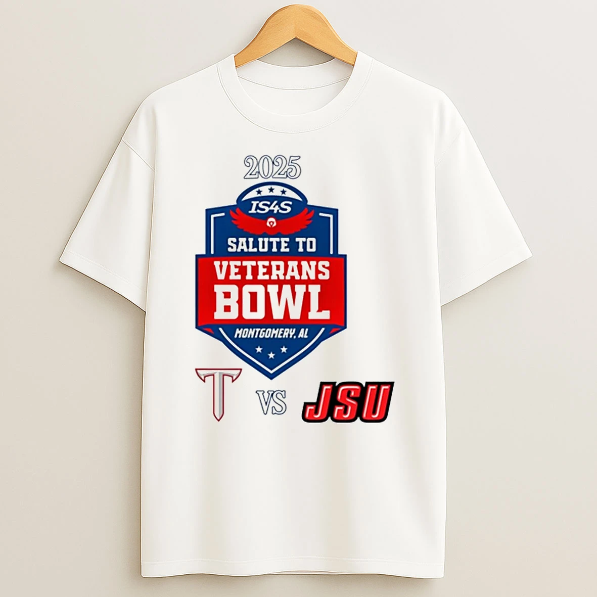 Troy Trojans Vs Jacksonville State Gamecocks 2025 Salute To Veterans Bowl T Shirt