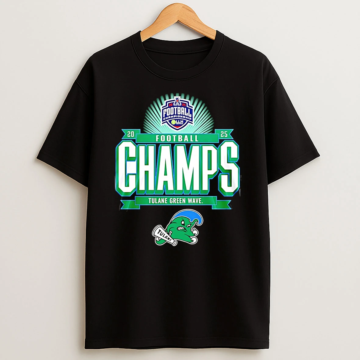 Tulane Green Wave 2025 American Athletic Conference Champions Logo T Shirt