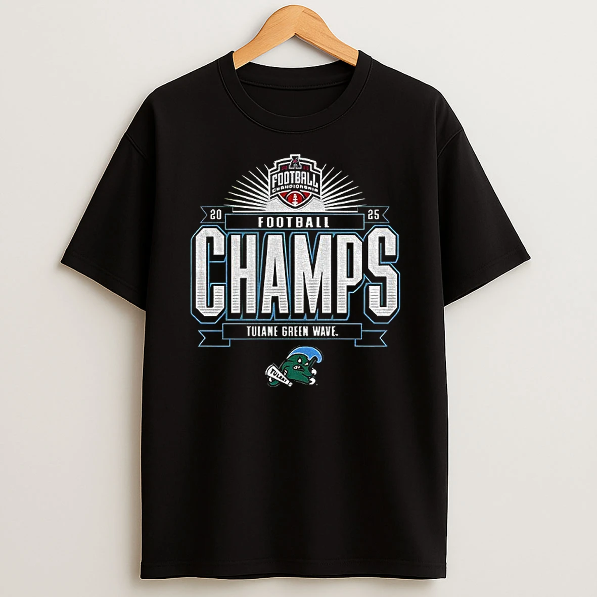 Tulane Green Wave 2025 American Athletic Conference Football Champions T Shirt