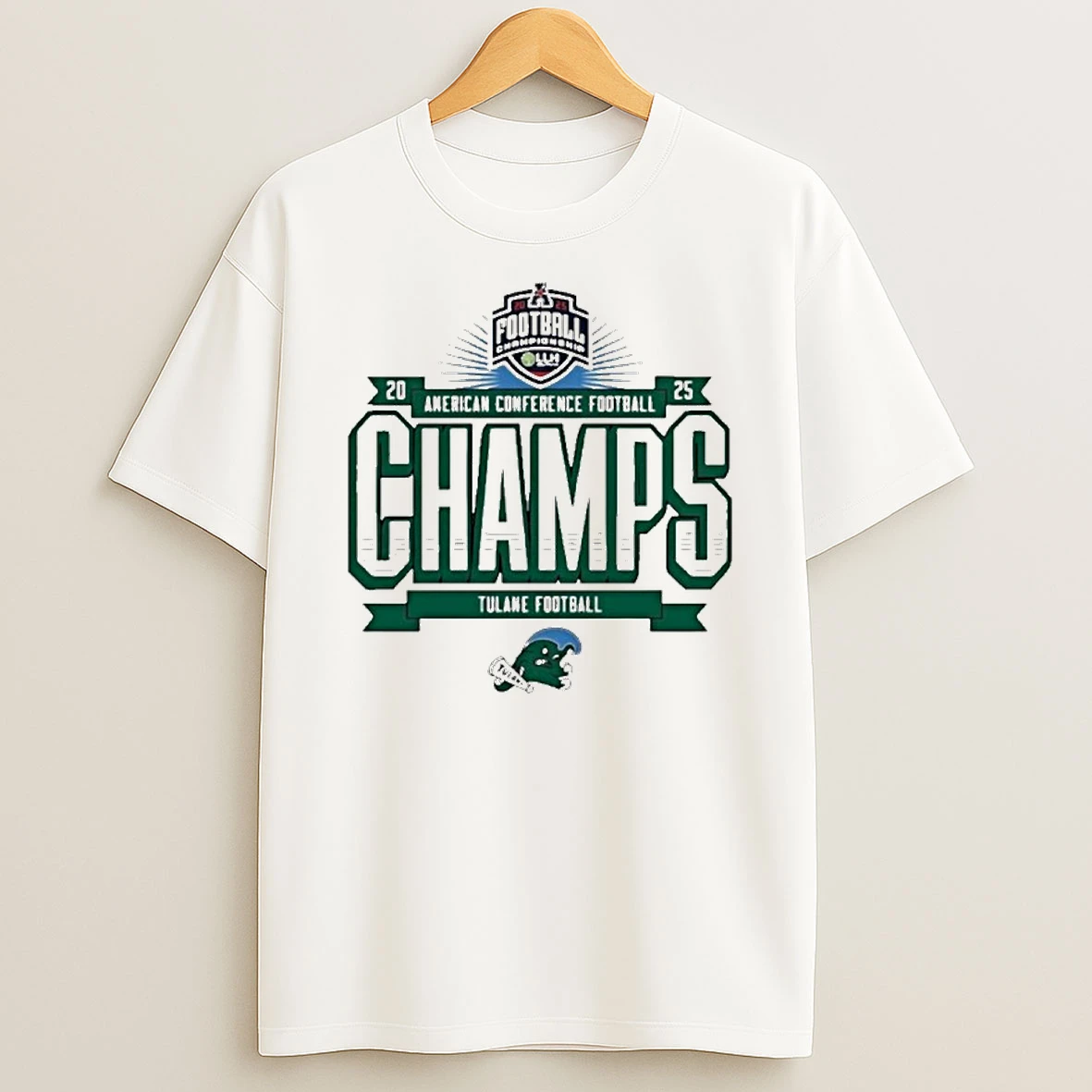 Tulane Green Wave 2025 American Conference Football Champions T Shirt