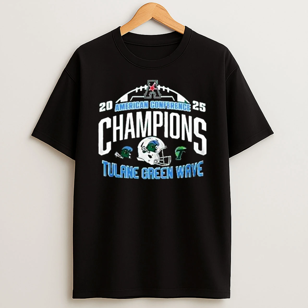 Tulane Green Wave 2025 American Football Champions Helmet T Shirt