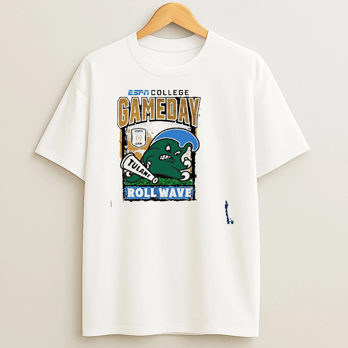 Tulane Green Wave Cfp Gameday 1st Round Mascot Roll Wave T Shirt