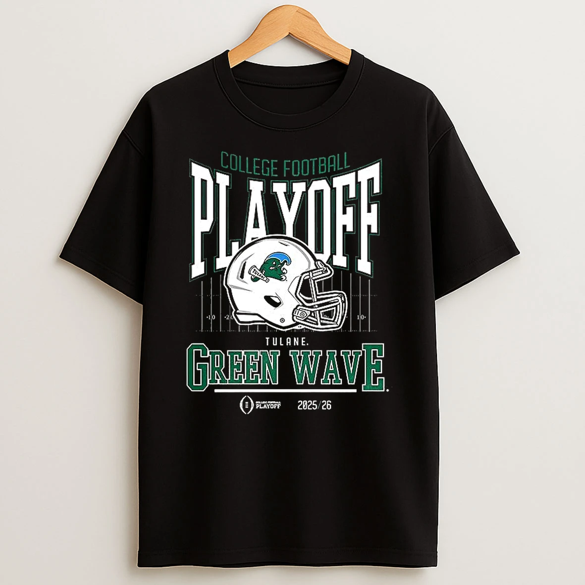 Tulane Green Wave Ncaa 2025 2026 College Football Playoff Curved Helmet T Shirt