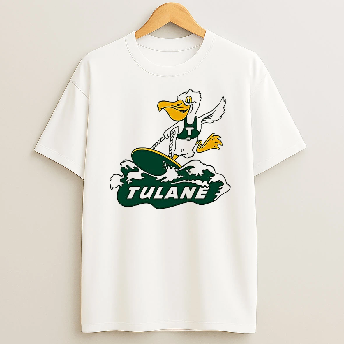 Tulane Green Wave Surfing Mascot T Shirt