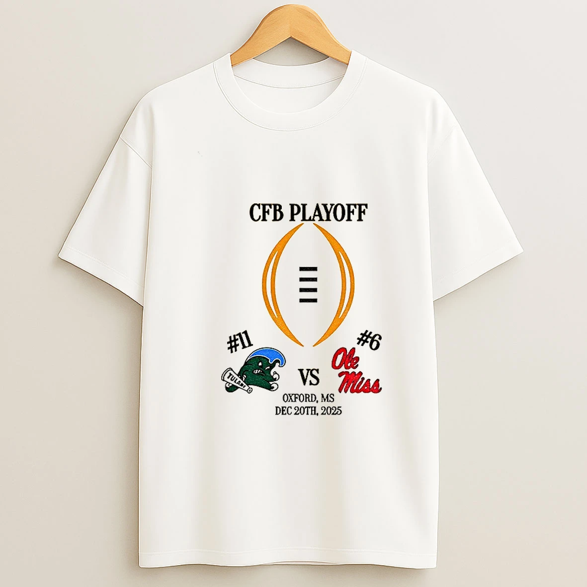 Tulane Green Wave Vs Ole Miss Rebels 2025 College Football Playoff Matchup T Shirt