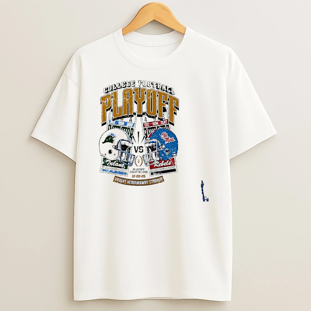 Tulane Green Wave Vs Ole Miss Rebels 2025 College Football Playoff Vaught Hemingway Stadium T Shirt