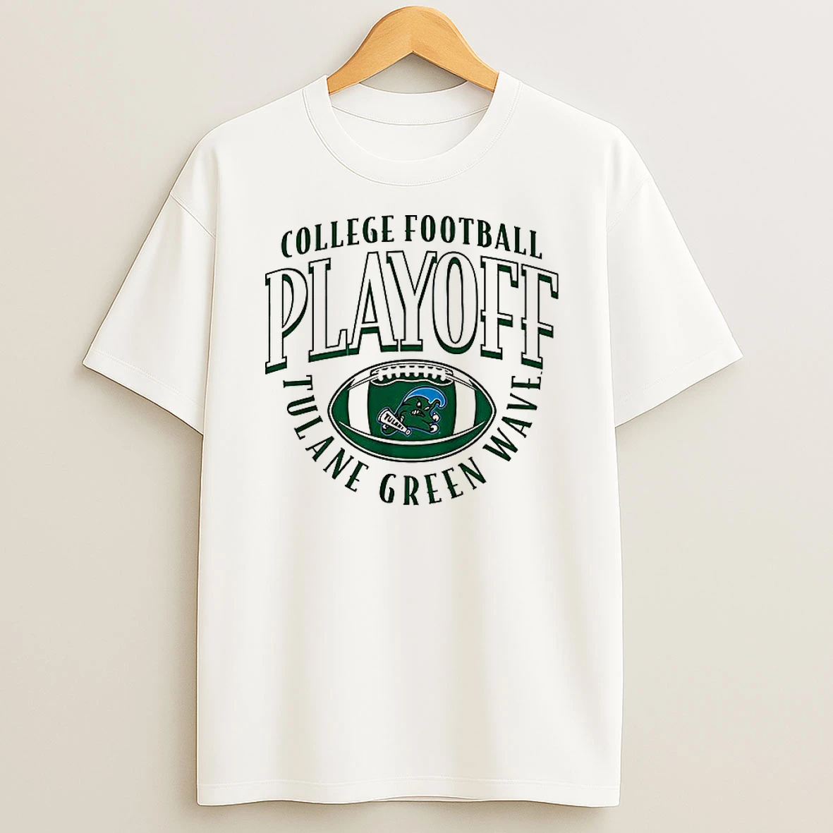Tulane Green Wave Football 2025 Cfp Curve Logo T Shirt