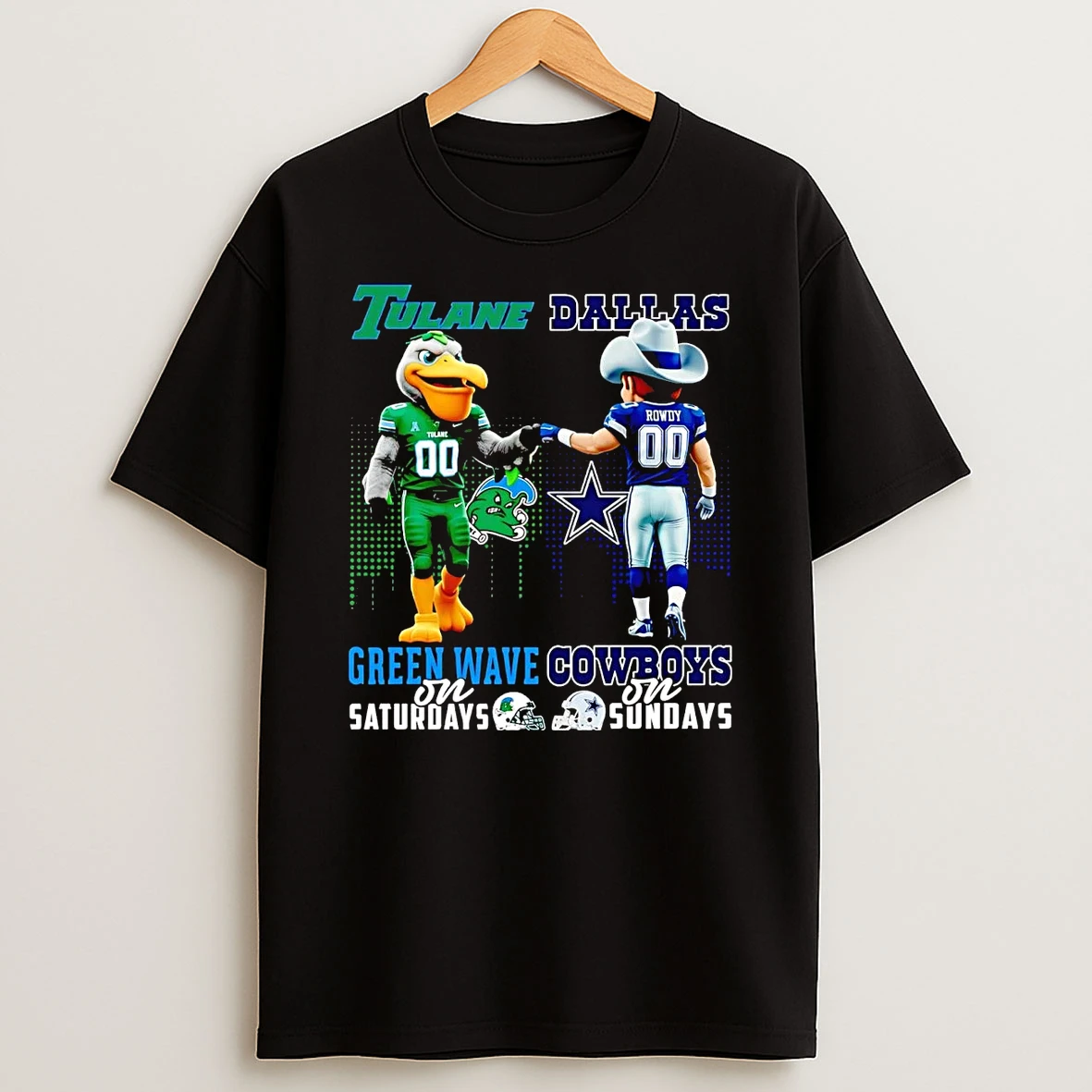 Tulane Green Wave On Saturdays Dallas Cowboys On Sundays Mascot T Shirt
