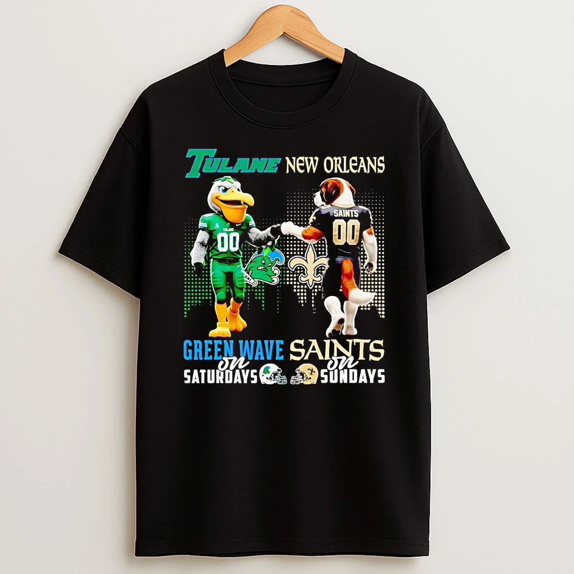 Tulane Green Wave On Saturdays New Orleans Saints On Sundays Mascot T Shirt
