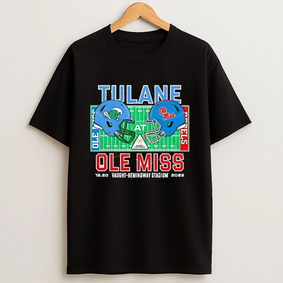 Tulane Green Wave Vs Ole Miss 2025 College Football Playoff T Shirt