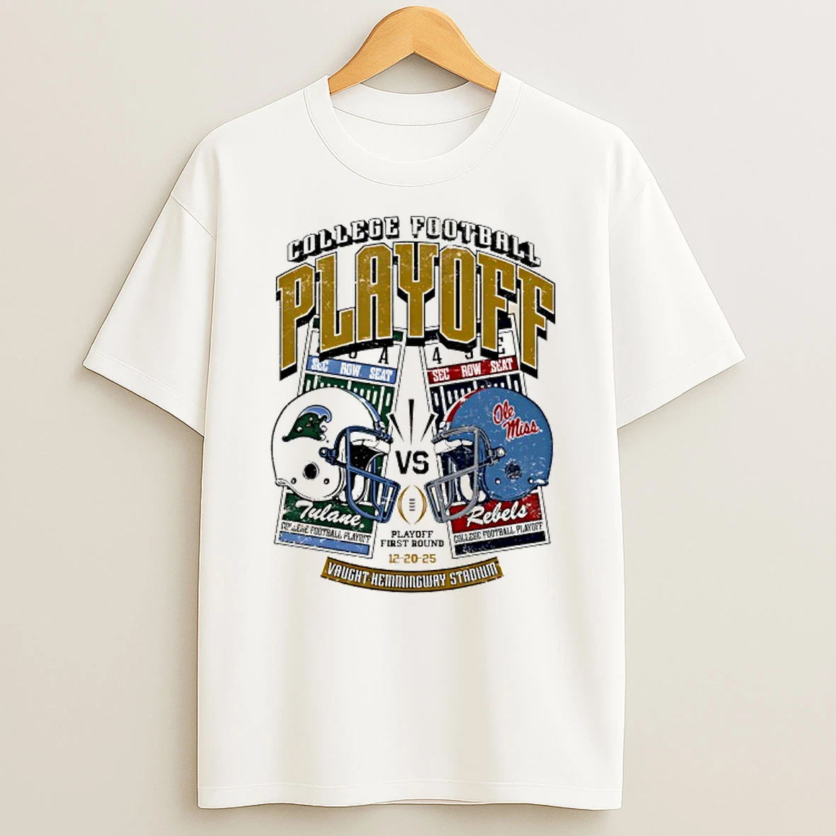 Tulane Green Wave Vs Ole Miss Rebels College Football Playoff T Shirt