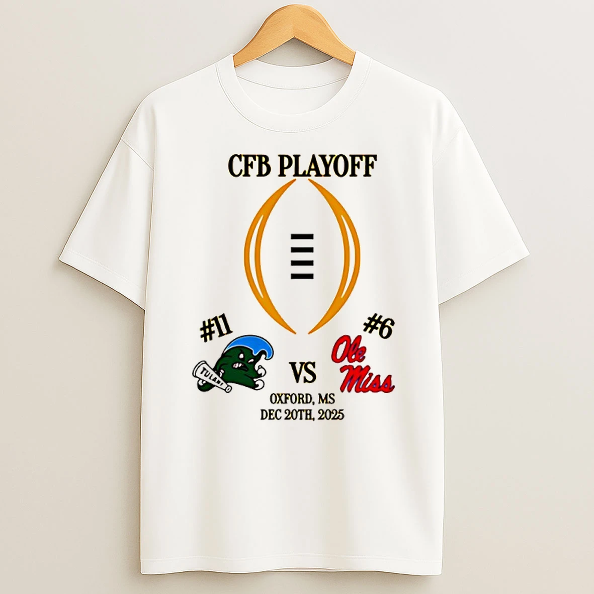 Tulane Vs Ole Miss 2025 Cfp First Rd Playoff Game 3 T Shirt