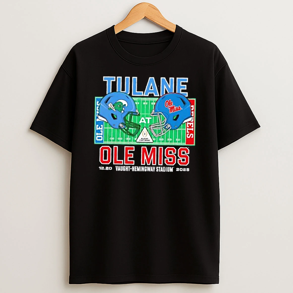 Tulane Vs Ole Miss 2025 College Football Helmets Playoff T Shirt