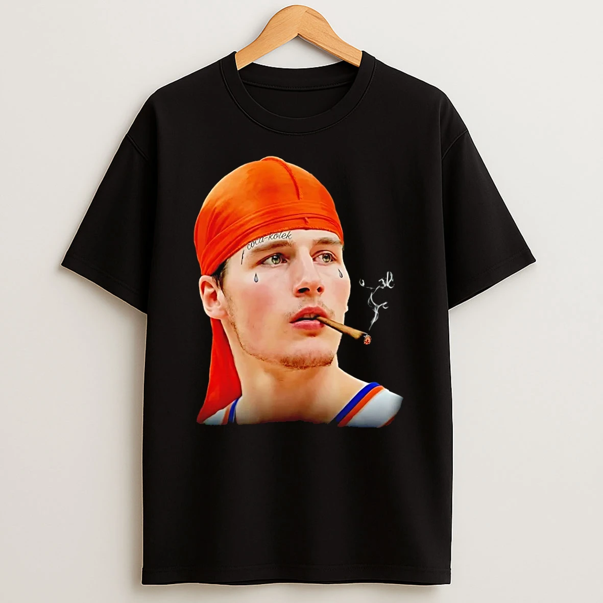 Tyler Kolek New York Knicks Gangsta Kolek Smoking T Shirt