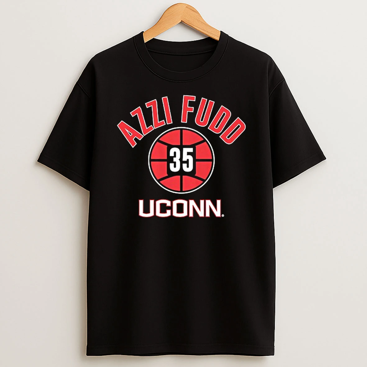 Uconn Huskies Basketball Azzi Fudd 35 Name Number Ball T Shirt