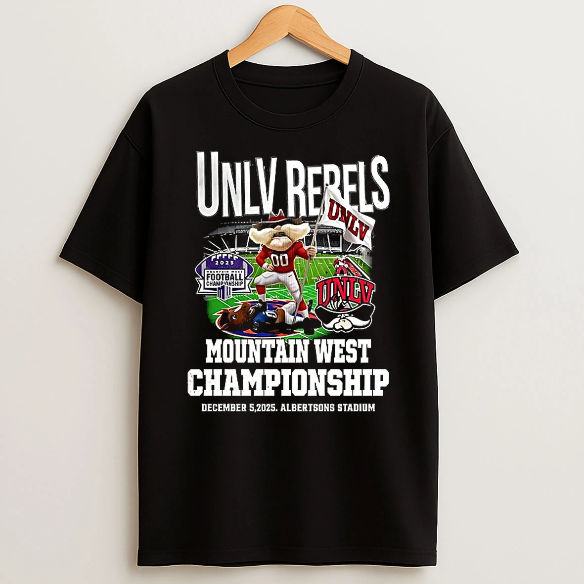 Unlv Rebels Boise State Broncos 2025 Winner Mountain West Conference Championship Mascot T Shirt