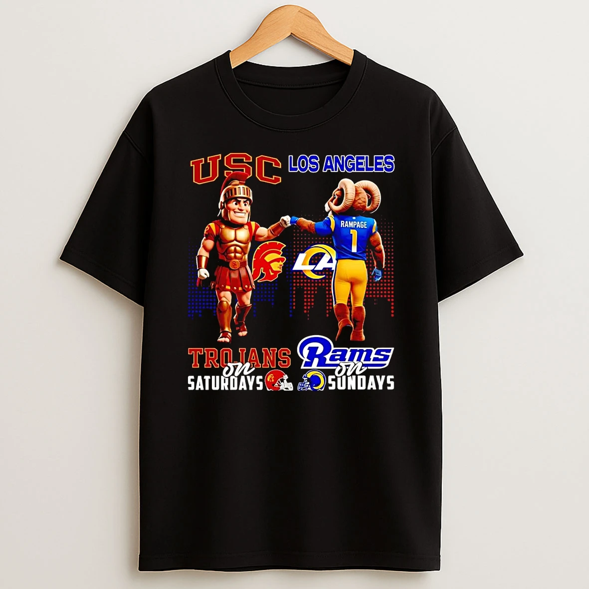 Usc Trojans On Saturdays Los Angeles Rams On Sundays Mascot T Shirt