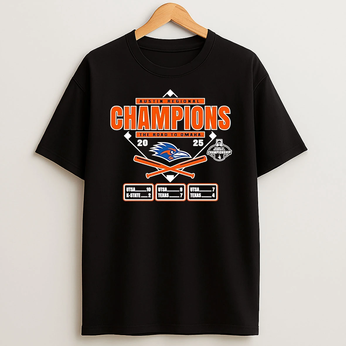 Utsa Roadrunners 2025 The Road To Omaha Austin Regional Champions T Shirt