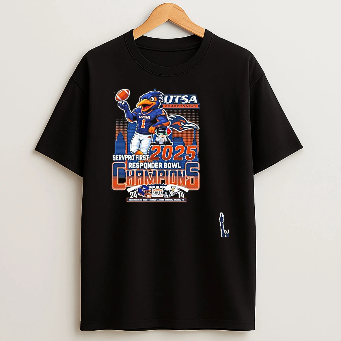 Utsa Roadrunners Mascot 2025 Responder Bowl Champions T Shirt