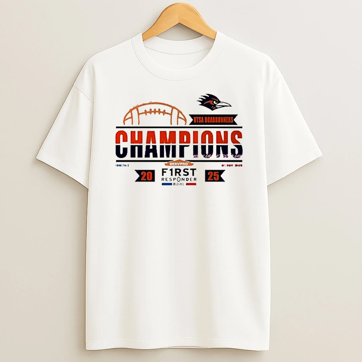 Utsa Roadrunners Football 2025 First Responder Bowl Champions Logo T Shirt