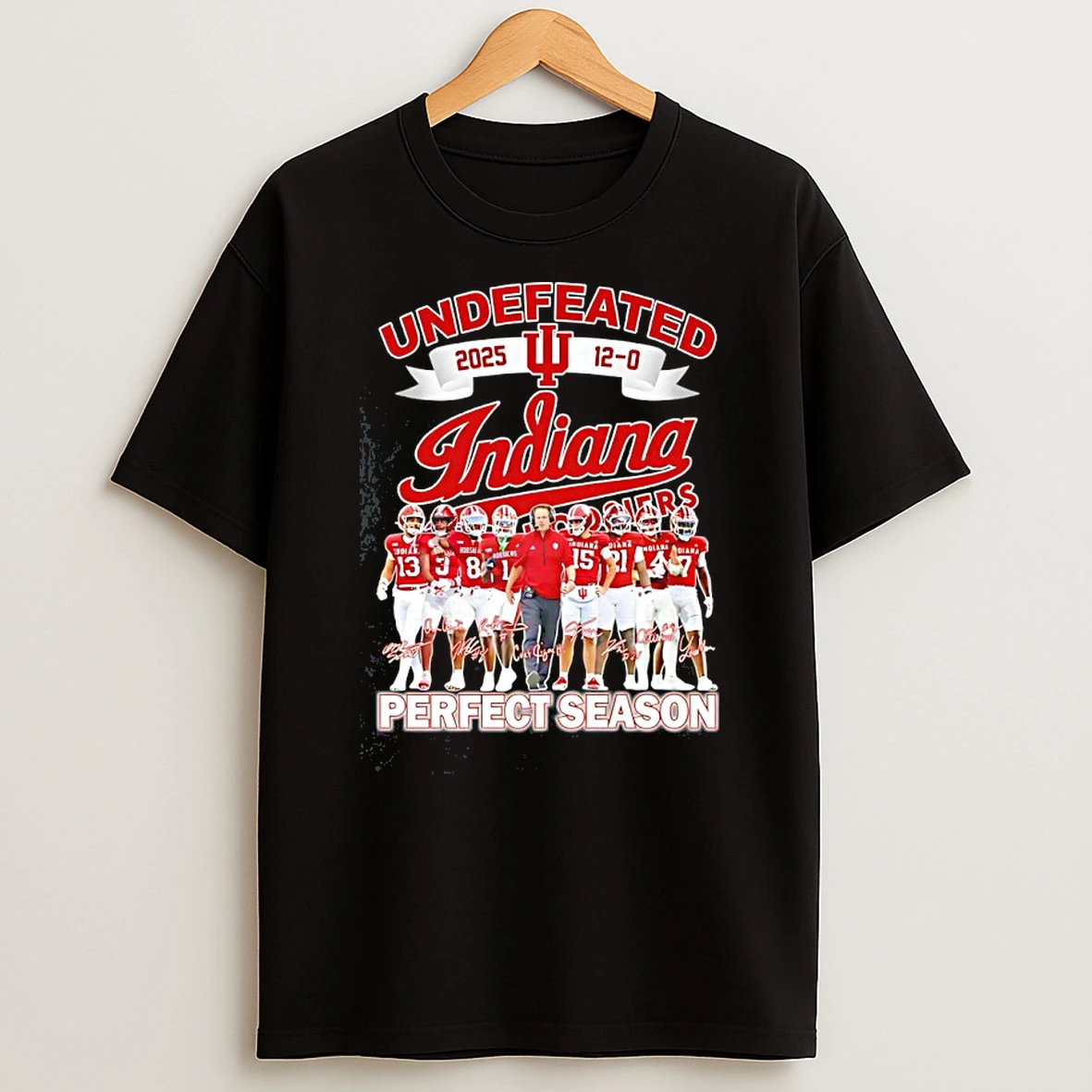 Undefeated 2025 12 0 Indiana Hoosiers Perfect Season Autographed T Shirt