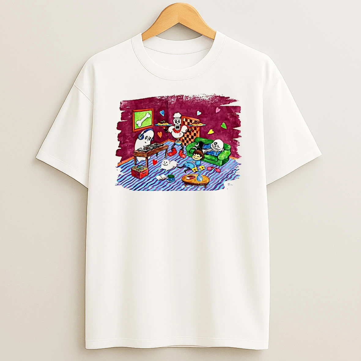 Undertale 10th Anniversary Commemorative Chill Arrangement Video Game Character Painting T Shirt