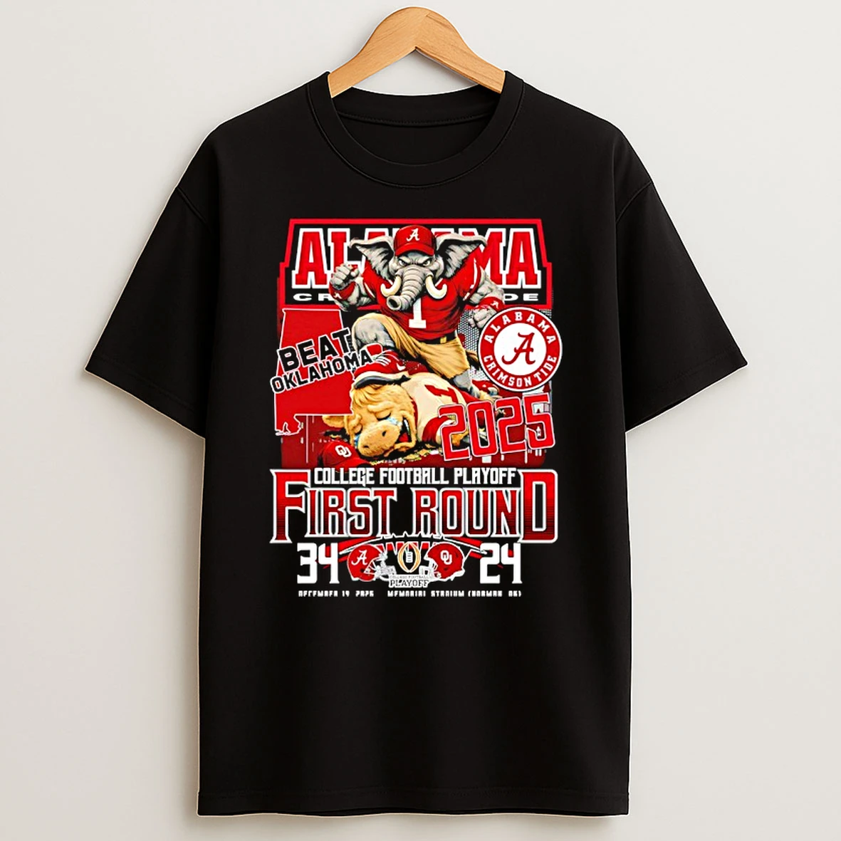 University Of Alabama Crimson Tide Football College Football Playoff First Round Mascot T Shirt