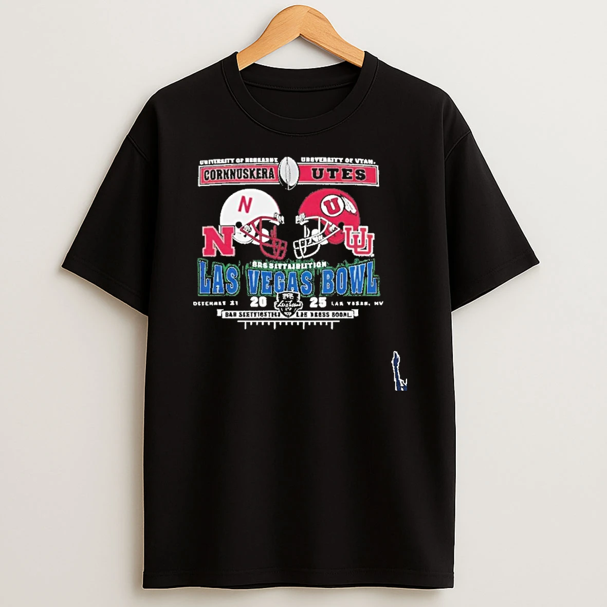 University Of Nebraska Vs University Of Utah 2025 Las Vegas Bowl Matchup Helmet T Shirt
