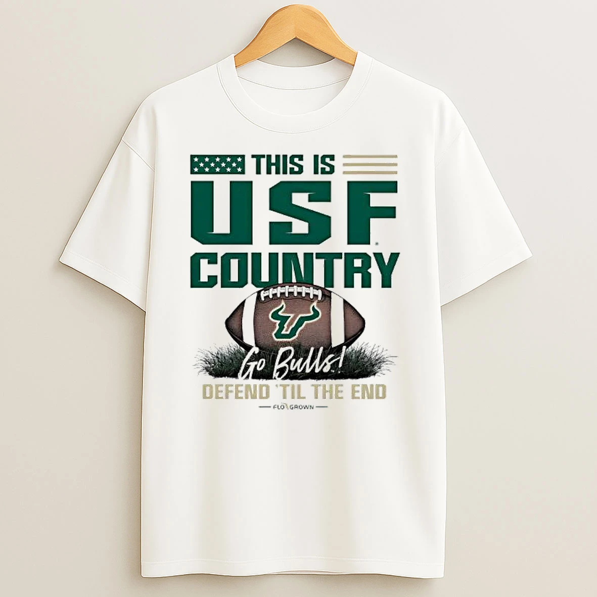 University Of South Florida Bulls Football Go Bulls Defend Til The End T Shirt