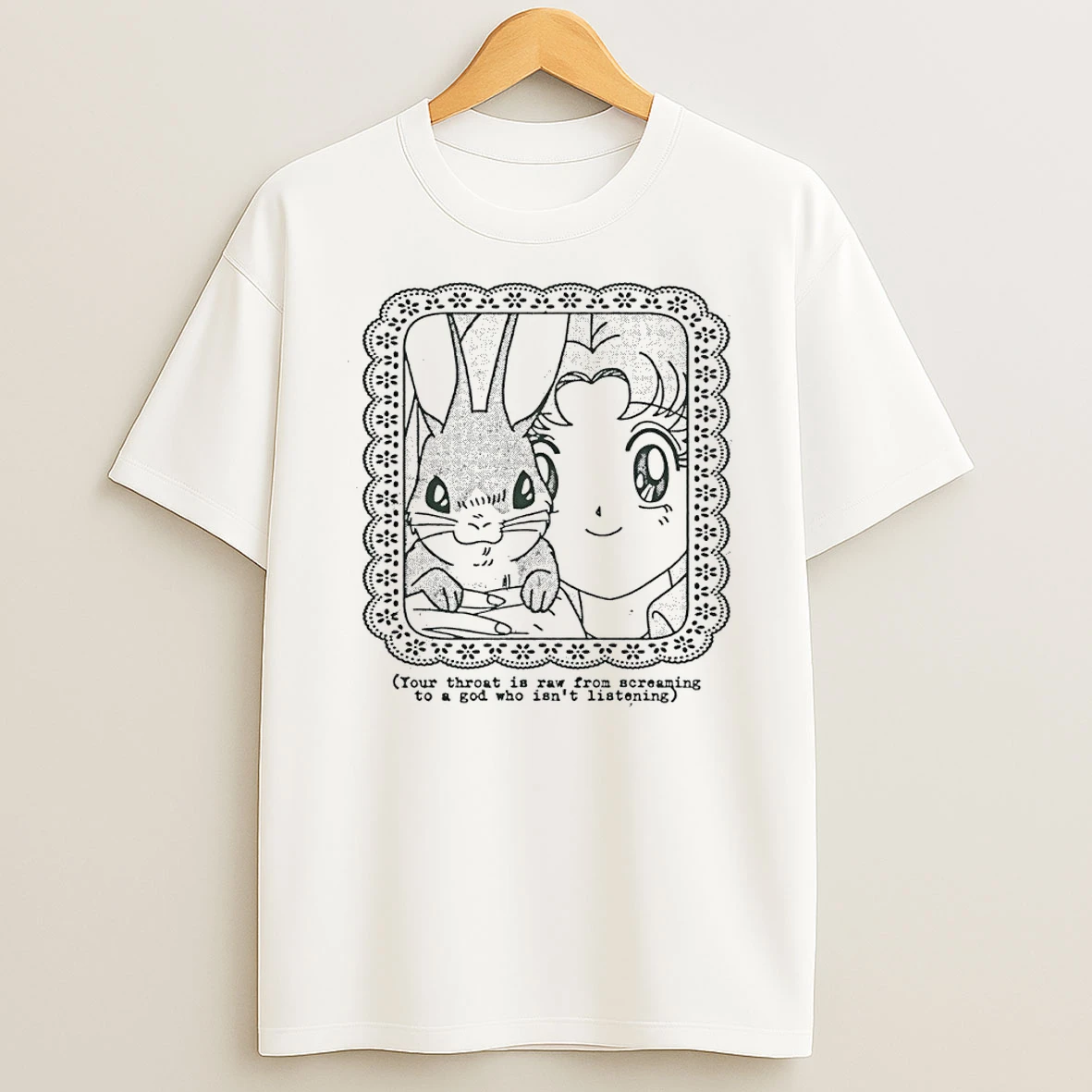 Usagi Tsukino And Bunny Your Throat Is Raw From Screaming To A God Who Isnt Listening T Shirt