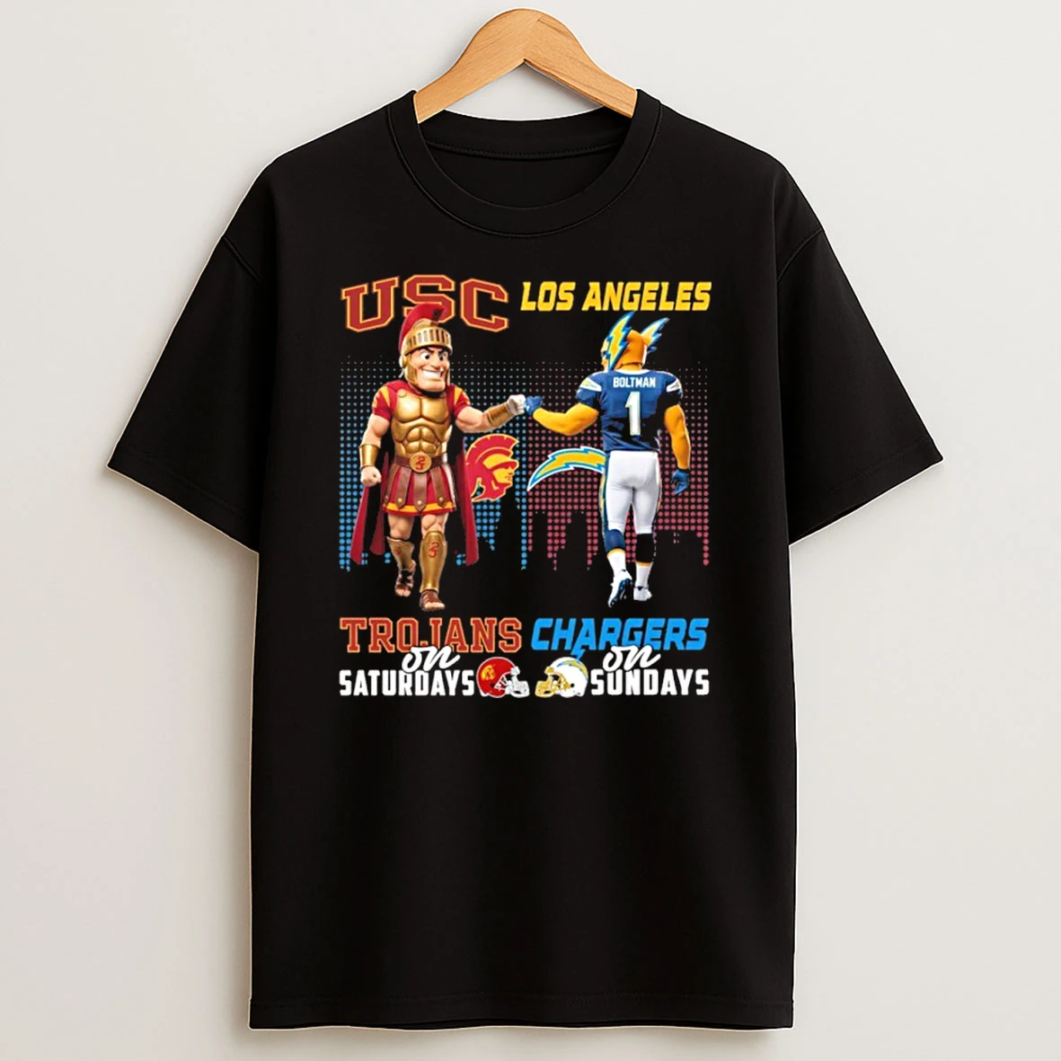 Usc Trojans On Saturdays X Los Angeles Chargers On Sundays T Shirt