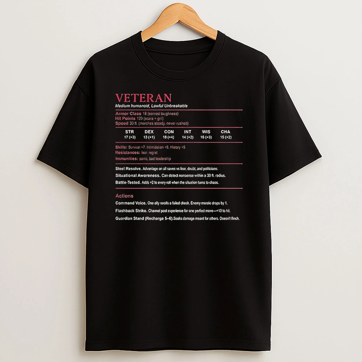 Veteran Medium Humanoid Lawful Unbreakable T Shirt