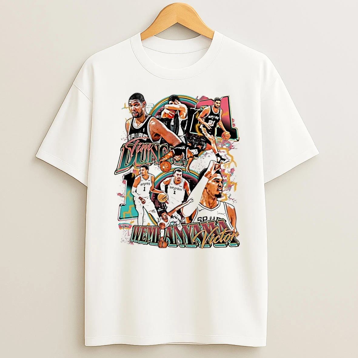 Victor Wembanyama And Tim Duncan Duo San Antonio Spurs T Shirt