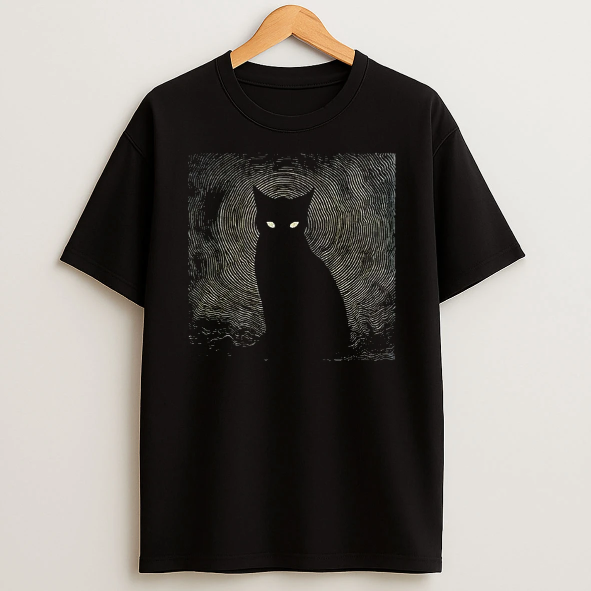 Vintage Hypnotic Black Cat Gen Z Brainrot T Shirt