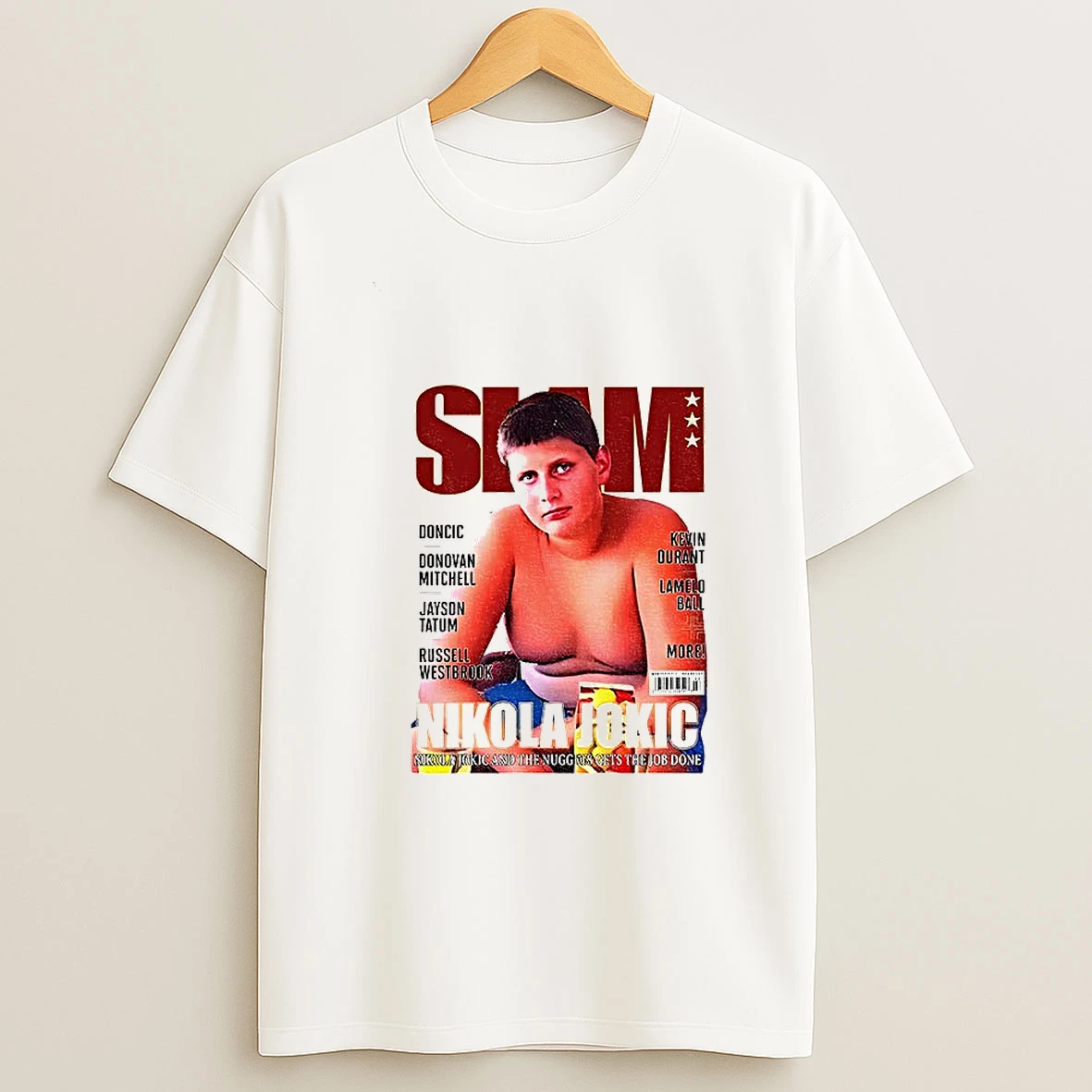 Vintage Nikola Jokic Slam Magazine 90s Graphic Basketball T Shirt