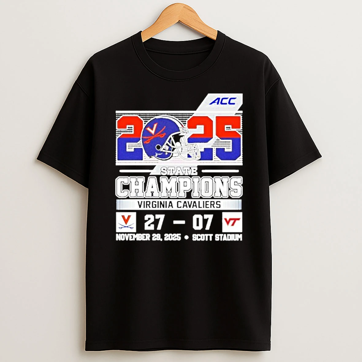 Virginia Cavaliers 2025 State Champions 27 07 Virginia Tech Score T Shirt